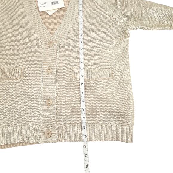 THE GREAT. The Varsity Cardigan Gold Shimmer 0|XS - Picture 10 of 11